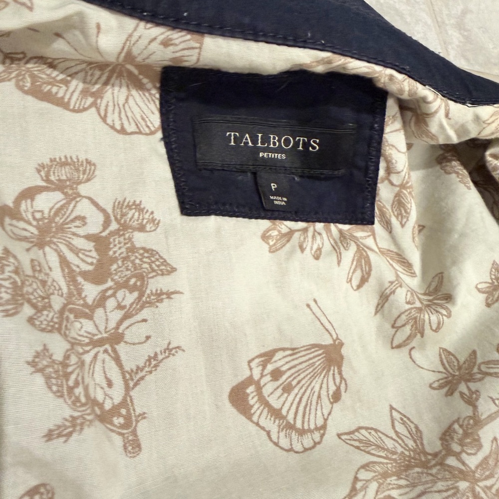 Talbots Petites Utility Jacket | Size P | Navy Blue | Floral Lined - Picture 2 of 6